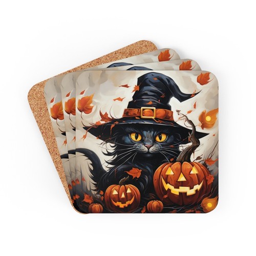Cat lover coaster halloween - 4x,