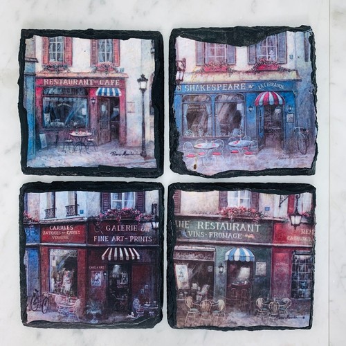 Set black slate coasters - of,